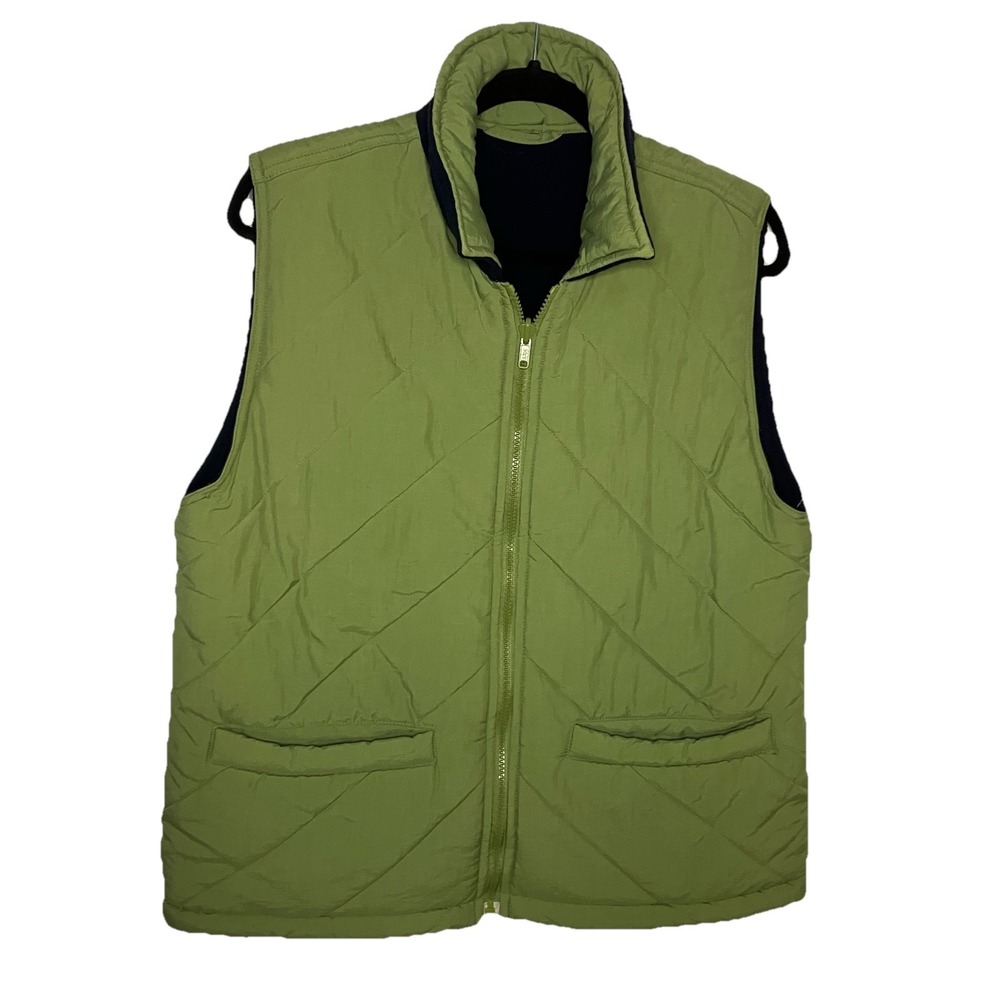 Northern Reflections Reversible Quilted Vest Green Navy Blue Fleece Small 359